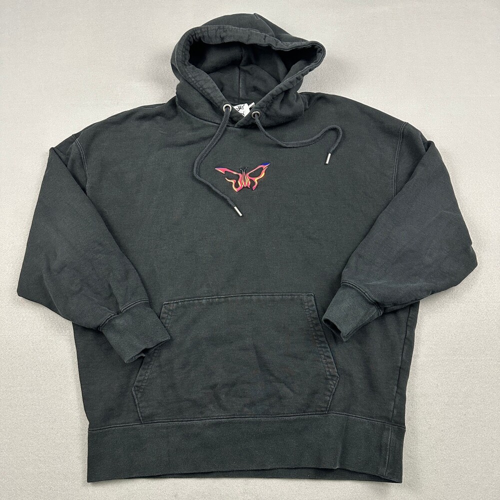 Puma Hoodie Women Small Black Iridescent Butterfly Dua Lipa Flutur Sweatshirt S